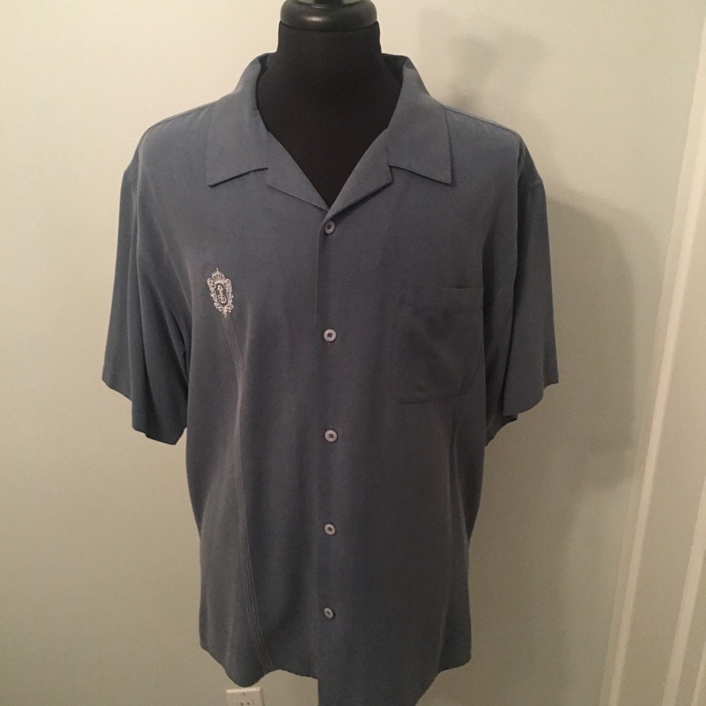 Vintage Silk slate blue silk shirt